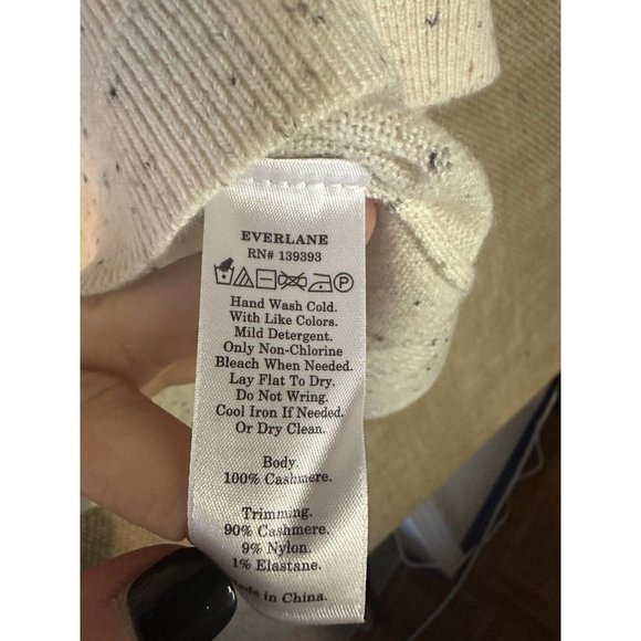 EVERLANE The Cashmere Sweater Tee Short Sleeve Beige Speckled Sz Small - Picture 6 of 7
